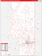Spokane-Spokane Valley Metro Area Wall Map Red Line Style